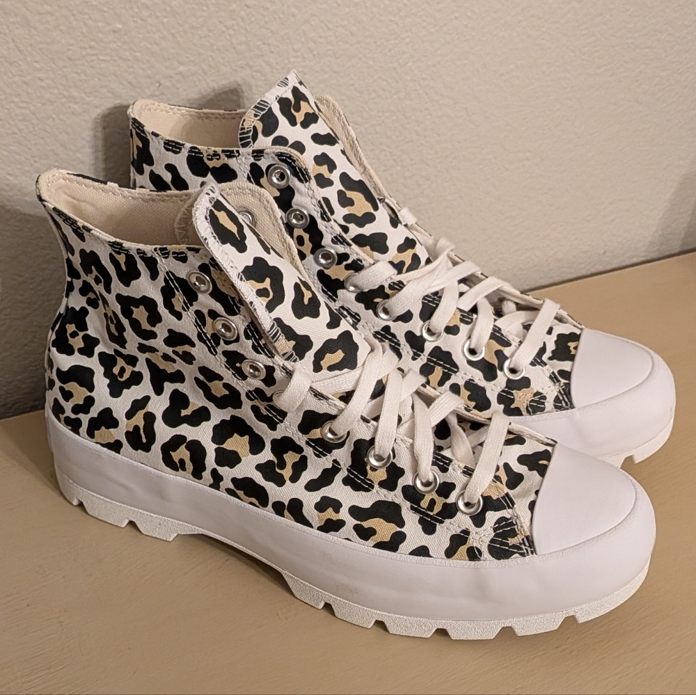 NEW Women's Converse CTAS Lugged Hi Top Platform Leopard Sneaker Shoes Size 11